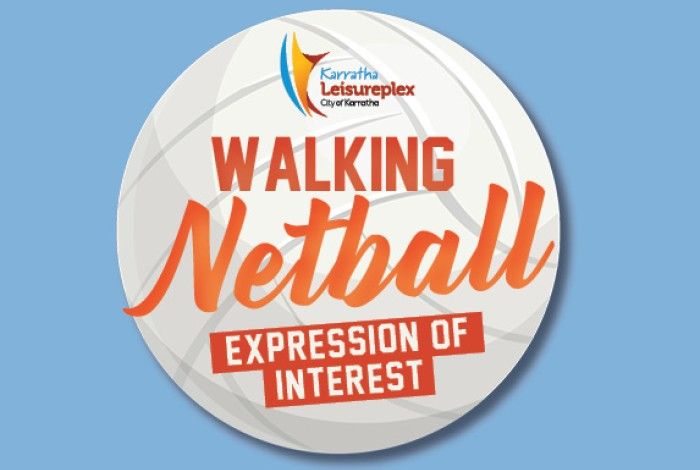 walking netball with graphic of a netball