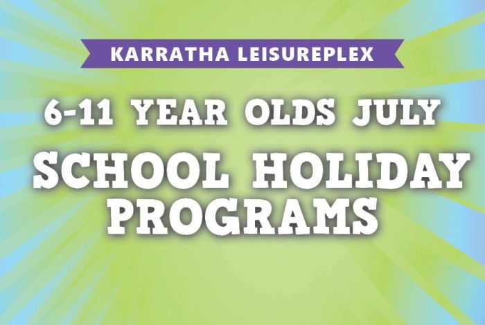 The background features a bright green and blue sunburst pattern with white bold text and a purple ribbon style banner at the top.